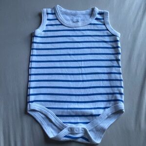 Luvable Friends Blue & White Striped Onesie